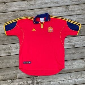 Vintage 2001 Adidas Spain National Team Soccer Jersey Large Red
